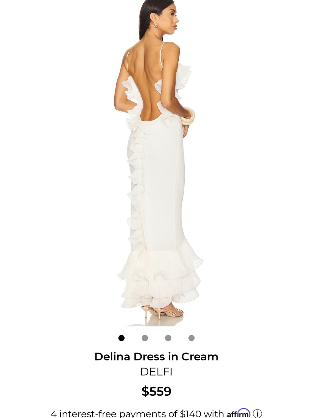 DELFI Delina Backless Ruffle Gown in Cream
